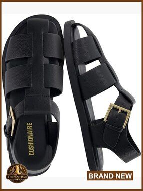 Vegan Leather Fisherman Sandals with Memory Foam, Adjustable Buckle, Wide Width